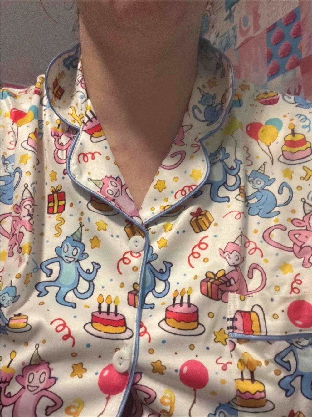 Monkey Birthday Party Print Pajama Set - Multicolor - Picture 5 of 8